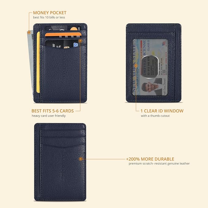 Oak Leathers Slim Minimalist Card Holder Wallet - Leather RFID Blocking - Image 2