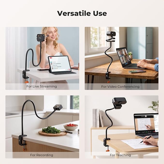 K&F CONCEPT Desk Webcam Camera Mount 27.5" Gooseneck Arm with 1/4" Screw | Overhead Camera Clamp Mount Adjustable Aluminum Arm for Remote Workers Content Creators Streamer Home Office Users, MS-57 - Image 7