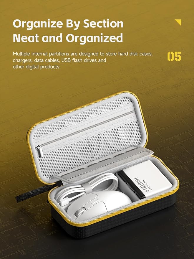 Hagibis Electronic Organizer Traveling Case Bag EVA Hardshell PU Portable Carrying Pouch for Mouse, Charger, Cables, Power Bank, SD Cards, USB Flash Disks, Accessories (Black) - Image 2