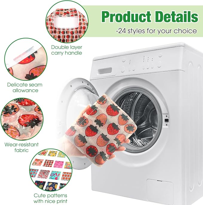 Eccliy 24 Pieces Reusable Grocery Bags Polyester Shopping Bags for Groceries Multi Colors Reusable Foldable Shopping Tote (Fruits Style) - Image 4