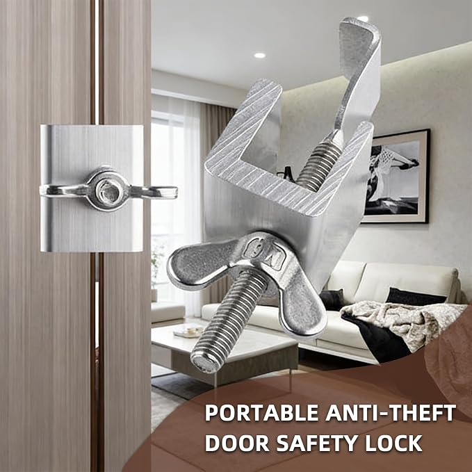 Portable Anti-Theft Door Safety Lock,Stainless Steel Stopper Portable Door Lock,Hotel Travel Door Lock for Additional Privacy Safety Door Lock Security Devices (Silver, 3.15 inches) - Image 3