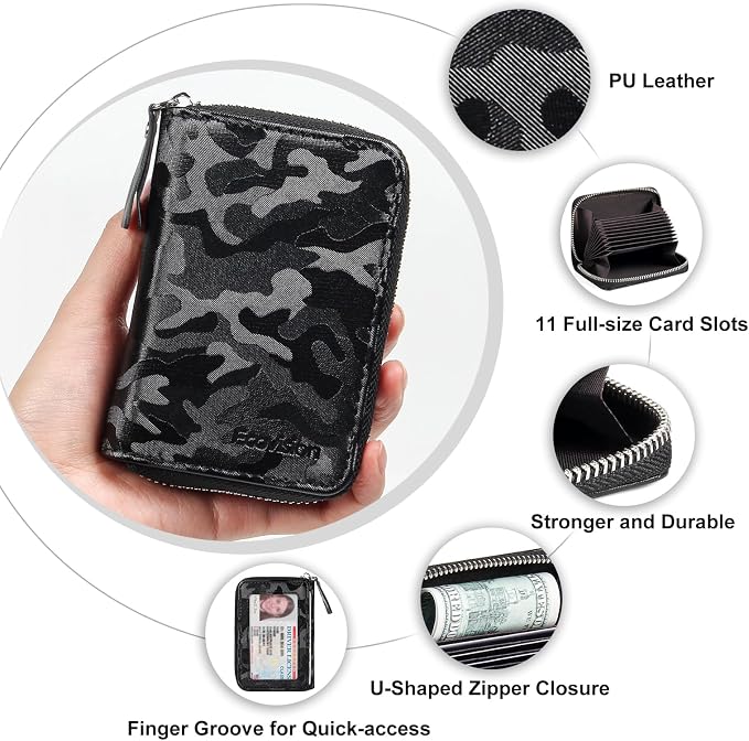 Credit Card Wallet, RFID Card Case Wallet, Zipper Card Cases Holder for Men Women, RFID Blocking, KeyChain Wallet, Compact Size Card Organizer Case for Women - Image 5