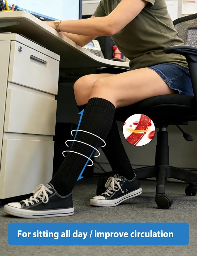 5/6 Pairs Graduated Compression Socks for Women&Men 20-30mmhg Knee High Socks Travel Hiking Running Stocking - Image 4