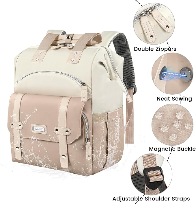 FALANKO Backpack for Women, 15.6 Inch Laptop Backpack, Water Resistant Work College Computer Teacher Nurse Doctor Backpack Bookbags Office Business Backpacks - Image 3