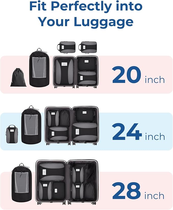 BAGSMART Compression Packing Cubes, 6 PCS Packing Cubes for Suitcases, Travel Bags Organizer for Luggage, Lightweight Packing Cube for Travel Essentials - Image 5