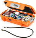 LOFICOPER Portable Safe Lock Box, Waterproof Anti-Theft Personal Security Case with 4 Digit Resettable Code, Removable Chain, Lightweight Beach Lock Box for Travel, Home, Office, Orange by LOFICOPER