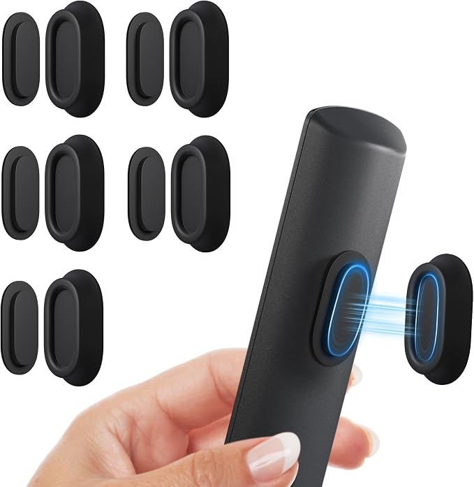 Magnetic Remote Control Holder Wall Mount for TV/Fan, 5Pack-Black | No Drill Self-Adhesive TV Remote Holder for Bed, Silicone Remote Caddy, Bedside Organizer, RV Accessories by ELECTRONICSORGANIZATION