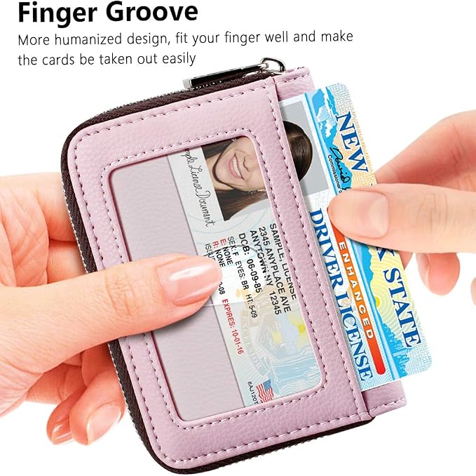 FurArt Zipper Wallet Women RFID Credit Card Holder keychain Wallet | ID Window RFID Blocking Compact Small business 15/16 slots - Image 2