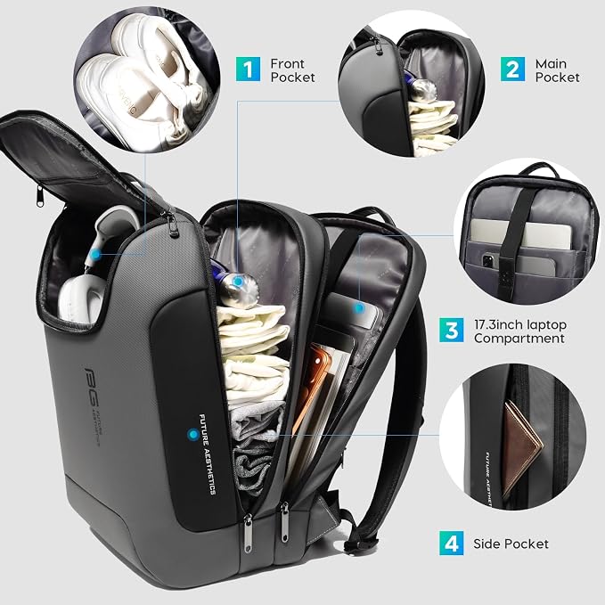 BANGE Business Travel Backpack,Waterproof Fashion Tech Backpacks,Laptop Backpack for 17.3Inch Notebook, Work for Men and Women - Image 3