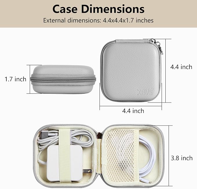 Portable Charger Case, Tech Pouch Travel Organizer, M, Grey | Hard Shell Electronic Storage for MacBook Power Adapter, Charging Cords, USB Drives, Power Bank Laptop Accessories - Image 2