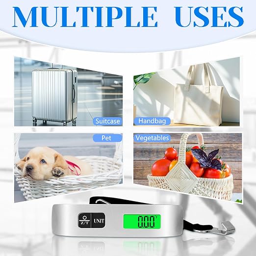 Luggage Scale, 110lb/50kg Portable Luggage Weight Scale, Silver | Unit Conversion,Automatic overload,Low battery warning modes,LED Display,for Weighing Luggage, Backpacks, Fruits and Pets - Image 2