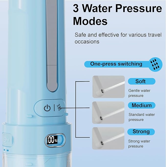 Electric Portable Bidet for Travel & Outdoor Camping, Sky Blue | Pocket size whisper-quiet handheld sprayer 3 pressure modes 1600mAh Long-lasting Battery USB-C Rechargable IPX7 Waterproof - Image 5