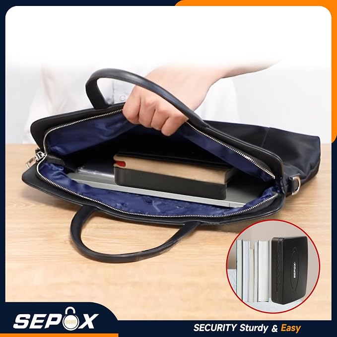 SEPOX 2PK Water Fire Resistant Steel Lock Box 3-Ft Cable Keyless Combo Safe | For Dorm Car Sports Office 2PK Fireproof Steel Case Lock Boxes Resettable Code 3-Ft Steel Cable Cash Passport Phone Valuables - Image 2