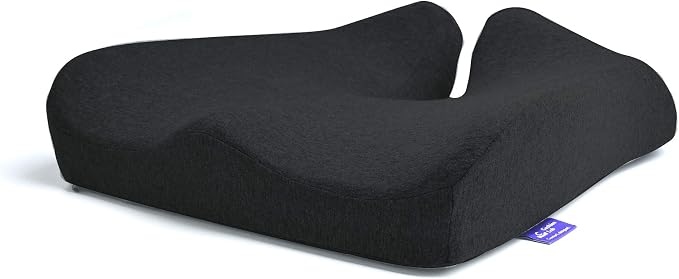 Cushion Lab Patented Pressure Relief Seat Cushion for Long Sitting Hours on Office & Home Chair - Extra-Dense Memory Foam for Soft Support. Car Pad for Hip, Tailbone, Coccyx, Sciatica - Black by CUSHIONLAB