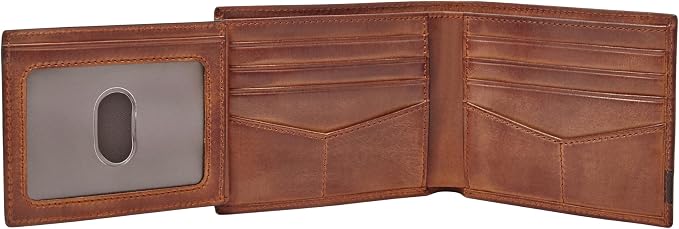 Fossil Men's Quinn Leather Bifold with Flip ID Wallet, Men's Leather Wallet, Brown - Image 3