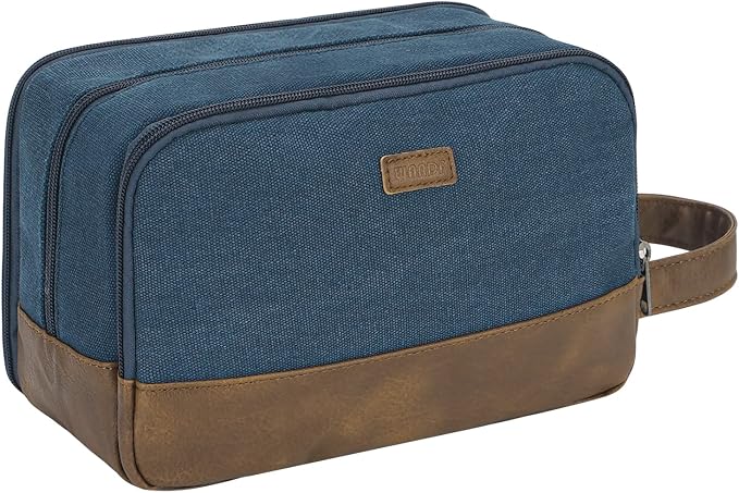 WANDF Travel Toiletry Bag for Men, Canvas Shaving Dopp Kit | Wet Separation, Water-Resistant Fabric, Travel Bag for Toiletries, Shaving Accessories, Weekend Trips by WANDF