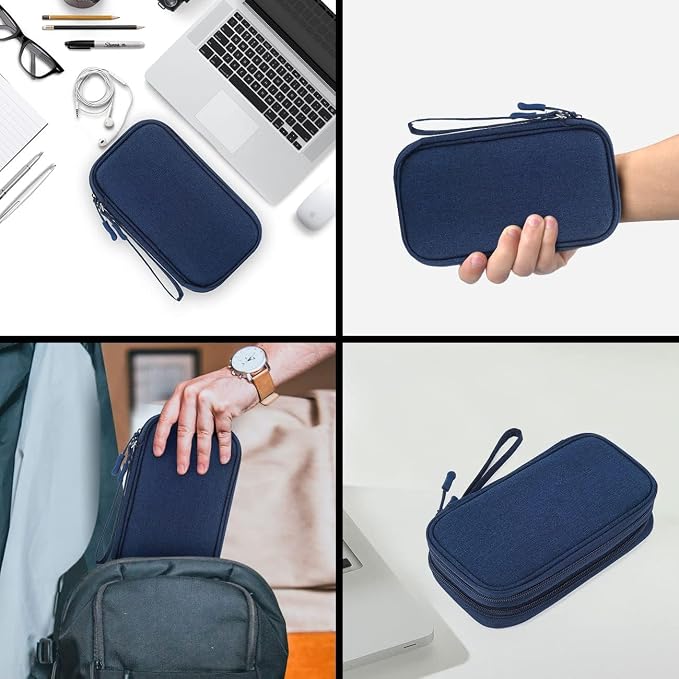 CAOODKDK Electronic Organizer Travel Cable Accessories Bag, Electronic Organizer Case, Electronic Accessories Organizer Bag for Power Bank, Charging Cords, USB Cable, Earphones (Navy Blue) - Image 7
