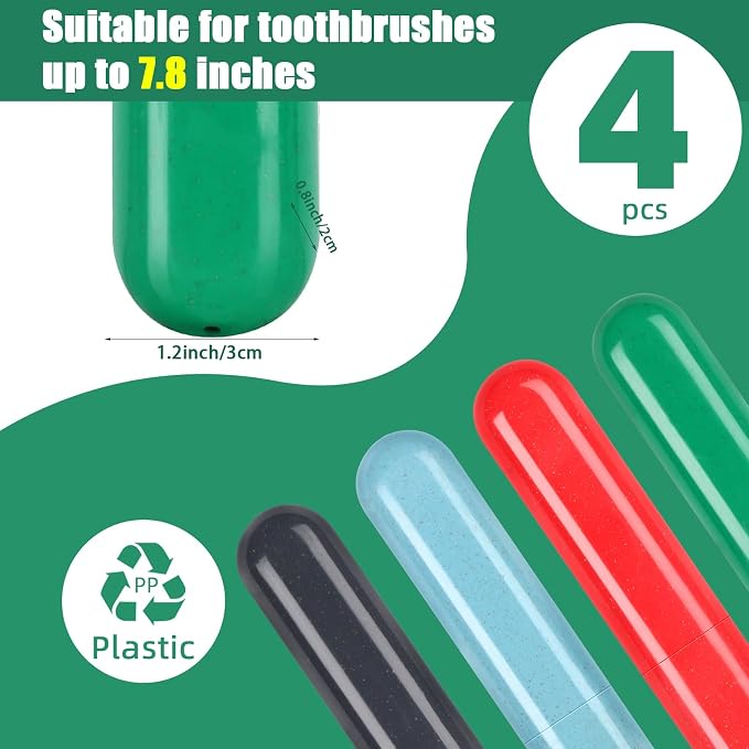 Hooqict 4 Pack Travel Toothbrush Case Portable Travel Toothbrush Holder Plastic Toothbrush Container Protector Cover for Traveling, Camping, Home, School, Business - Image 4