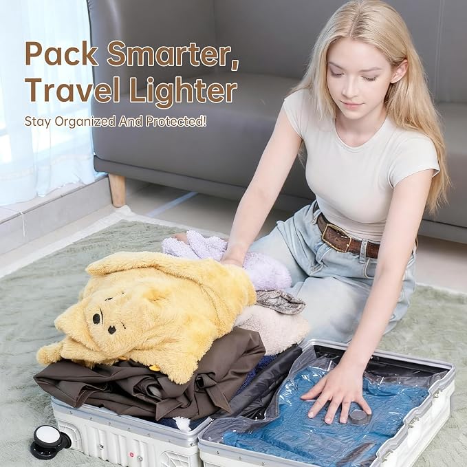 Vacuum Bags for Travel with Wireless Rechargeable Pump, 18 Pack Carry-on Size Compression Packing Seal Bags for Luggage and Suitcase, Space Saver Vacuum Storage Bags for Clothes and Clothing Travel - Image 9