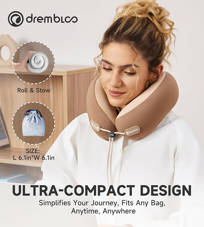 Neck Pillow Airplane, Premium Memory Foam Cooling Travel Pillows for Sleeping, Adjustable Flight Sleep Pillow with Comfortable Breathable Cover, Portable Plane Accessories - Image 5