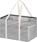 LHZK Standing Utility Tote Bag with Metal Wire Frame and the Sides Rinforced, Large Tote Bag with Handle, Reusable Grocery Bags Foldable, Beach Bag, Car Tote, Black, 18.5''x11.8''x11.5'' | Metal Wire Frame by LHZK