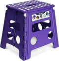 Delxo Folding Step Stool 13 Inch,300 Lbs Step Stool for Adults Purple | Foldable Step Stool 13",Non-Slip Foot Stools with Handle,Lightweight Collapsible stools for Kitchen,Bathroom,Bedroom,Garden by Delxo