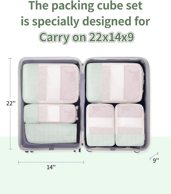 Narwey 6 Set Compression Packing Cubes for Travel Women Men, Travel Cubes for Carry On Suitcase, Durable Compression Luggage Organizer Bags - Image 2
