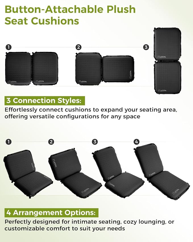 ATEPA Inflatable Seat Cushion | 2" & 2.5" Foam Core Seat Pad, Self Inflating, Compact, Stadium, Airplane, Travel, Camping, Hiking, Sports events - Image 5
