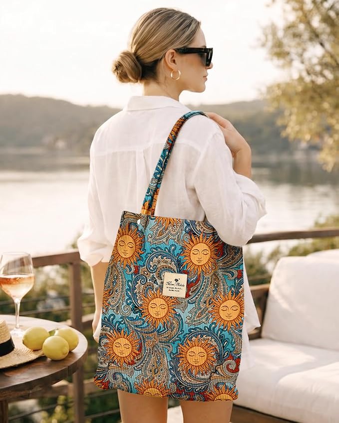Miss Adola Designer Corduroy Tote Bag for Women | 3 Magnetic Buckles, Aesthetic Pattern, Reusable, Soft, Roomy Carry for Work, Travel, Grocery Runs - Image 3