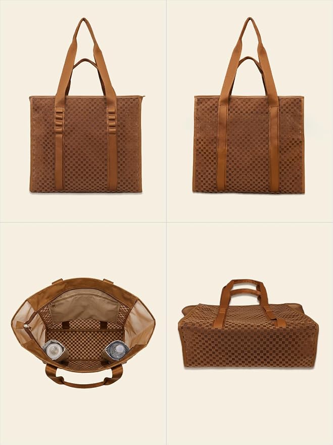 MOMINSIDE Beach Bags for Women Mesh Beach Bag - Large Grocery & Beach Tote Bag with Zipper, 2 Insulated Pocket, Hat & Towel Clips, Foldable Swim Bag Pool bag for Toys, Towels & Vacation Essentials - Image 9
