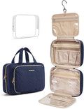 BAGSMART Toiletry Bag Hanging Travel Makeup Organizer with TSA Approved Transparent Cosmetic Bag Makeup Bag for Full Sized Toiletries, Medium-Navy by BAGSMART