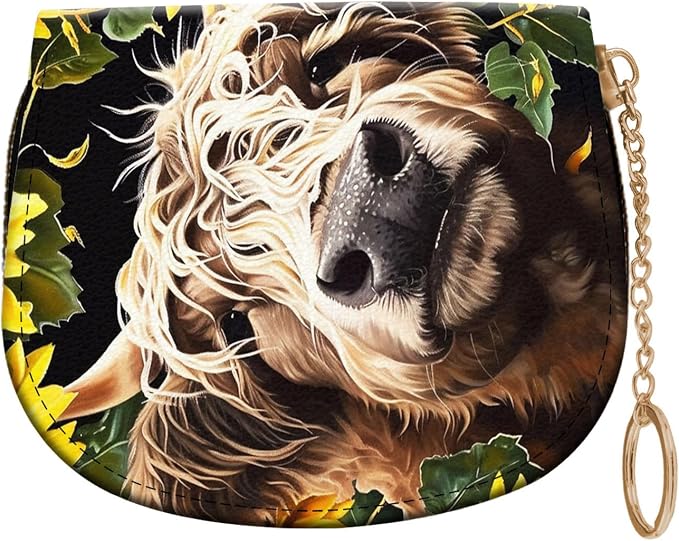 Women's Slim RFID Wallet – Compact Leather Card Holder Wallet for Women, 9 Card Slots RFID Blocking Credit Card Organizer, Small Travel Wallet - Highland Cow Sunflower by Unknown