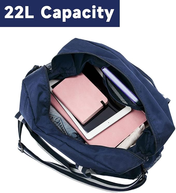 Carry On Travel Bag, Lightweight Foldable Packable Tote Bag 25L | Water Repellent, Expandable Travel Duffle with Luggage Sleeve and Shoulder Strap for Men Women - Image 6