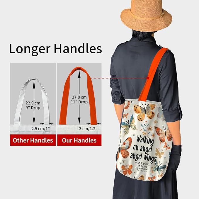 itgowisa Canvas Tote Bag for Women, Tote Bag with Zipper Inner Pocket, Zippered Canvas Bag for Shopping Work Grocery Everyday - Image 2