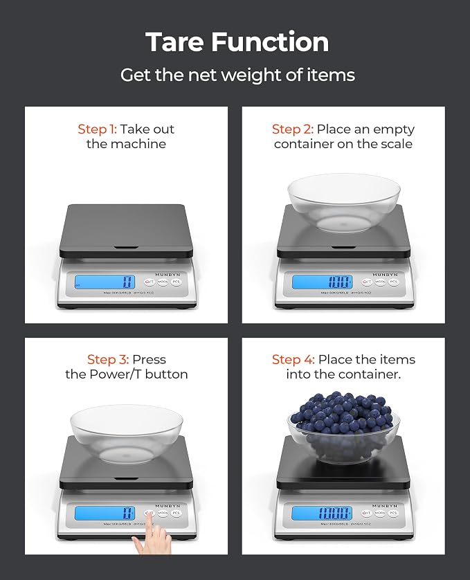 MUNBYN Shipping Scale, 66lb/0.1oz Accurate Digital Postal Scale Black | Hold & Tare & PCS, Dual Power AC or Battery, Backlit LCD, Package Weight Scale, Kitchen & Food Use - Image 5
