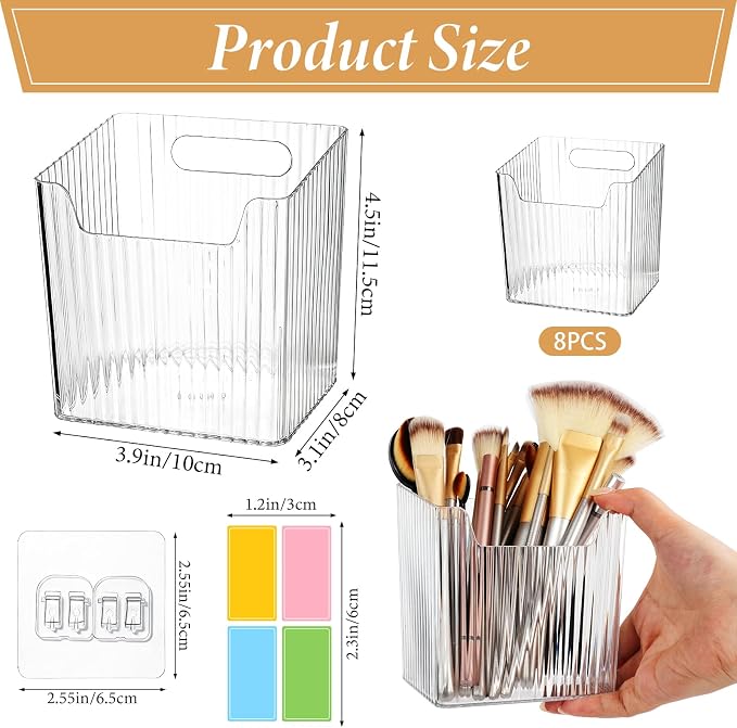 8 Pcs Plastic Cabinet Door Organizer Adhesive Clear - Image 2