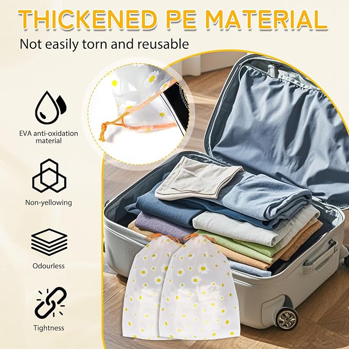 Shoe Bags for Travel, Waterproof Drawstring Shoe Bags for Packing | 15.7" x 11.8" Large Dustproof Portable Travel Shoe Storage Bags Travel Essentials Women - Image 5