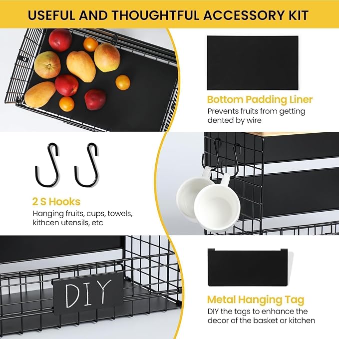 [WIDER SHELF] 1 SET Strong Magnetic Shelf Basket for Fridge with Tag & Bamboo Top, XXL Large Magnetic Spice Rack Shelves for Side of Refrigerator, Kitchen Pantry Storage Organizer for Food Fruit Veg - Image 3