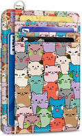 Yonlevres Cat Credit Card Holder Slim RFID Wallet Women Small Travel Cute | Front Pocket, Handy, RFID Blocking, Woman Girls Ladies Gifts, D-ring for Keychain,Thin Mini Card Case, ID Window, PU Leather by Yonlevres