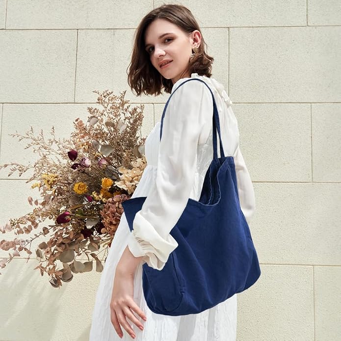 Canvas Tote Bag for Women Large Hobo Shoulder Bag for Work Travel Casual Message Bag Tote Purse handbags - Image 3