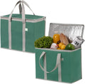 VENO 2 Pack Cooler Bag Insulated Grocery Bags for Food Delivery Heavy Duty | Large Collapsible Cooler, Reusable Shopping Tote with Zippers, Foldable, Stands Upright, for Picnic Camping (Green, 2 Pack) by Veno