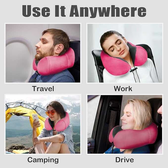 Travel Pillow, Memory Foam Neck Pillow for Traveling, U Shape Neck Pillow Airplane Portable Flight Pillow Travel Kit with 5D Contoured Eye Masks and Earplug for Plane Train Car Home Office - Image 6