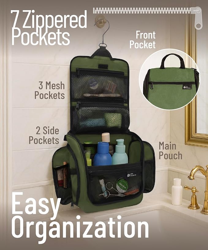 D&D Wanderlust D&D Hanging Travel Toiletry Bag for Men and Women – Cosmetics, Makeup and Toiletries Organizer Kit with 10 Compartments - Image 3