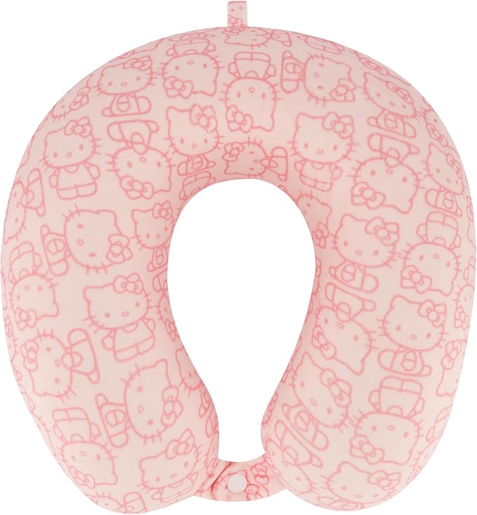 FUL Hello Kitty Neck Pillow, Pink | All Over Print Memory Foam Travel Accessories for Airplane, Car and Office, Comfortable and Breathable by fulLuggage