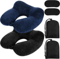 Sintuff 2 Pack Inflatable Travel Pillow for Airplanes Inflatable Neck Flight Pillows with Compact Bag and Blindfold for Traveling, Airplane, Train, Car, Office(Black and Blue) by Sintuff
