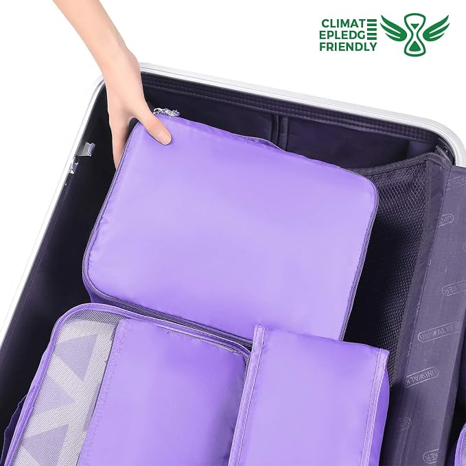 BAGAIL 8 Set Packing Cubes Luggage Packing Organizers for Travel Accessories-Light Purple - Image 6