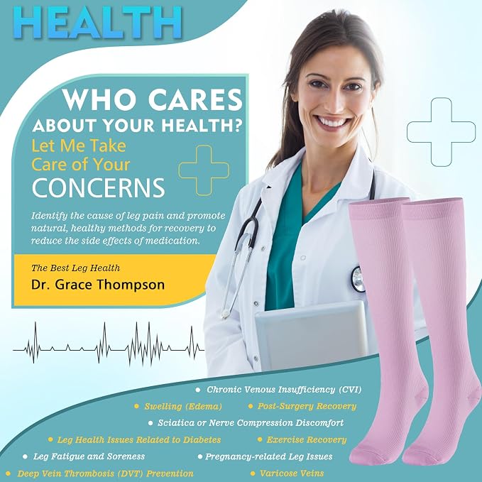 Compression Socks for Women & Men 6 Pairs | 20-30 mmHg Breathable & Moisture-Wicking Comfortable & Skin-Friendly Knee High Support Socks for Nurse, Travel, Pregnancy - Image 5