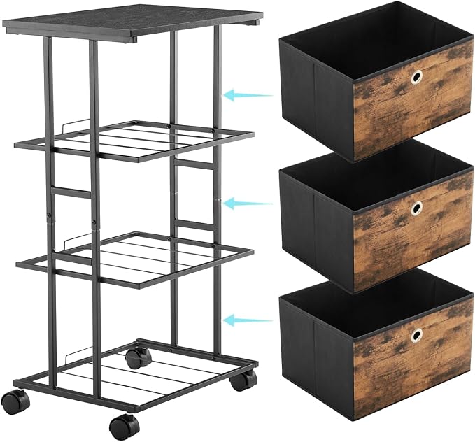 MAX Houser Dresser Storage with 3 Drawers, Fabric Tower Nightstand, Chest of Drawers,Vertical Storage Unit Organizer for Closets,Bedroom,Dorm, Wood Top, Rustic Brown Wood Grain Print - Image 9