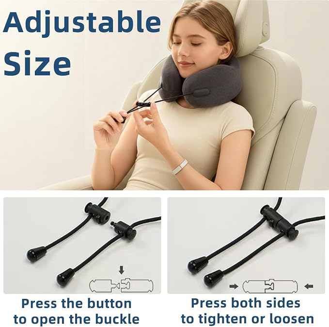 Ergonomic Travel Neck Pillow for Airplane, Memory Foam Support for Long Haul Flight Headrest, Soft Compact U Shaped for Adult Women Plane Sleeping, Portable Carry Box, Eyemask, Earplugs, Size S - Image 8