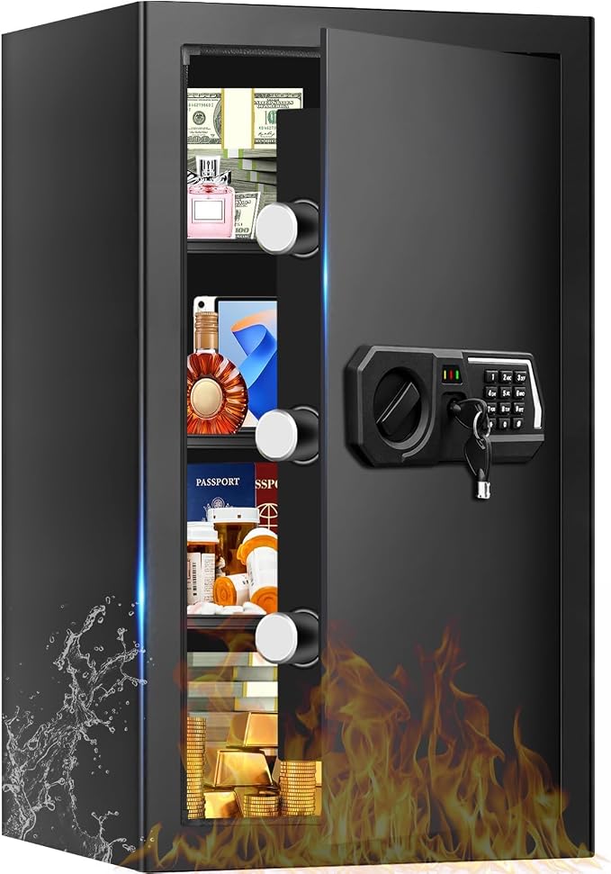 5.2 Cuft Large Safes for Home Use Water and Fireproof, Digital Security Fire Safe Box with Programmable Keypad, Key Lock & Removable Shelves, Anti-Theft Document Safe for Money, Medicine and Valuables by Unknown